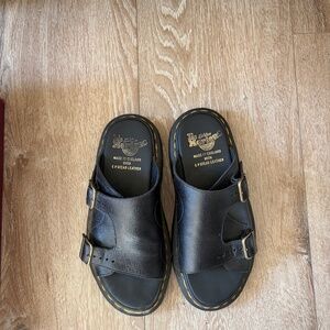 Dr. Martens Dayne Made In England Leather Slide Sandals In Black. Size 7